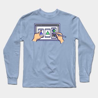 Drawing on Tablet Cartoon Long Sleeve T-Shirt